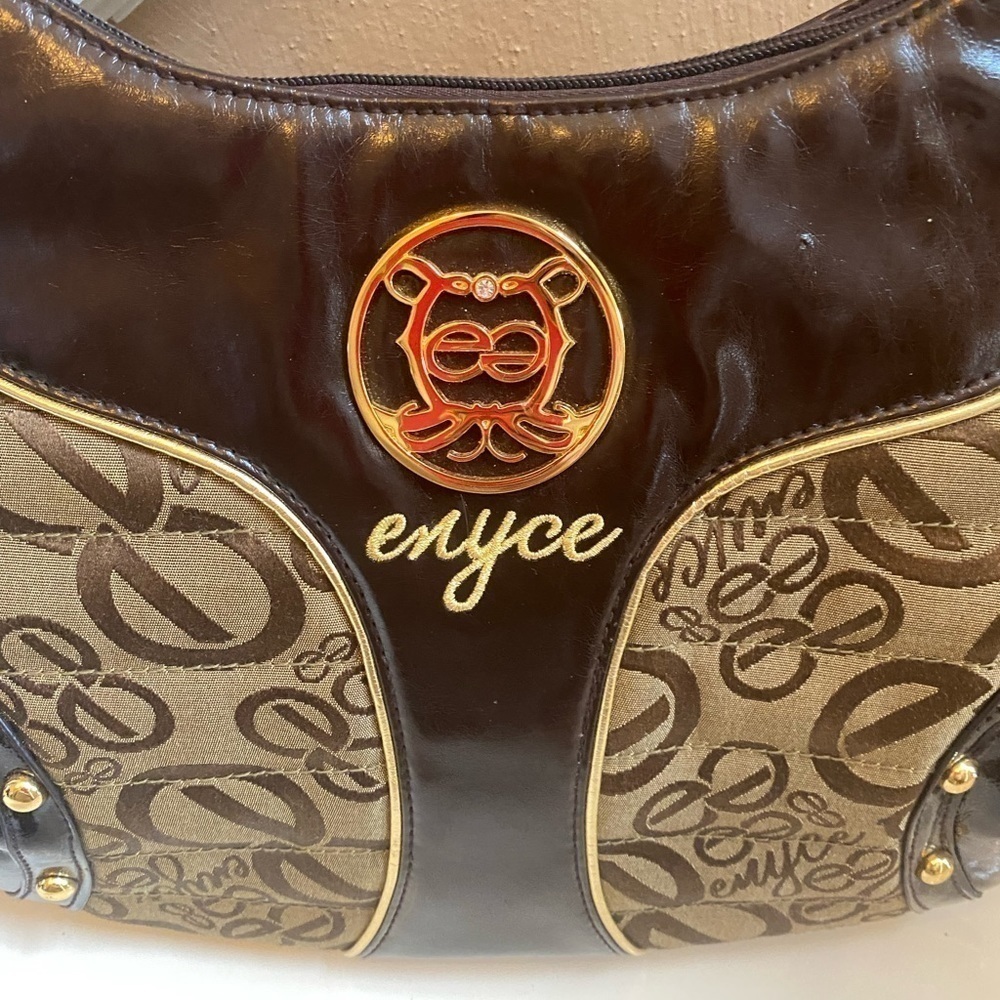 Nwot ENYCE BROWN AND LOGO PURSE - Picture 5 of 11